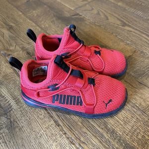 PUMA Softride Rift Toddler Boys' Shoes Size 9C Red Black Slip On Bungee Lace